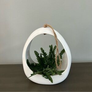 White Ceramic Oval Hanging Vase